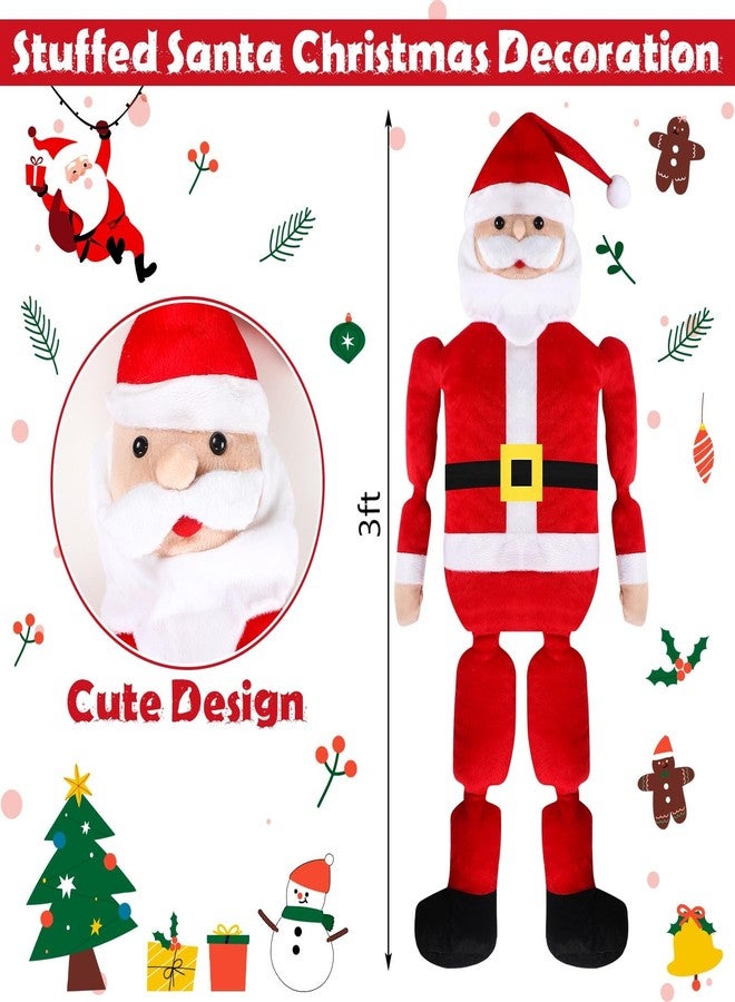 Silipull 3 ft Stuffed Santa Christmas Decoration Huge Red Plush Santa Claus Hang or Sit Decor for Holiday Party Home Decor and Birthday Gifts - Image 2